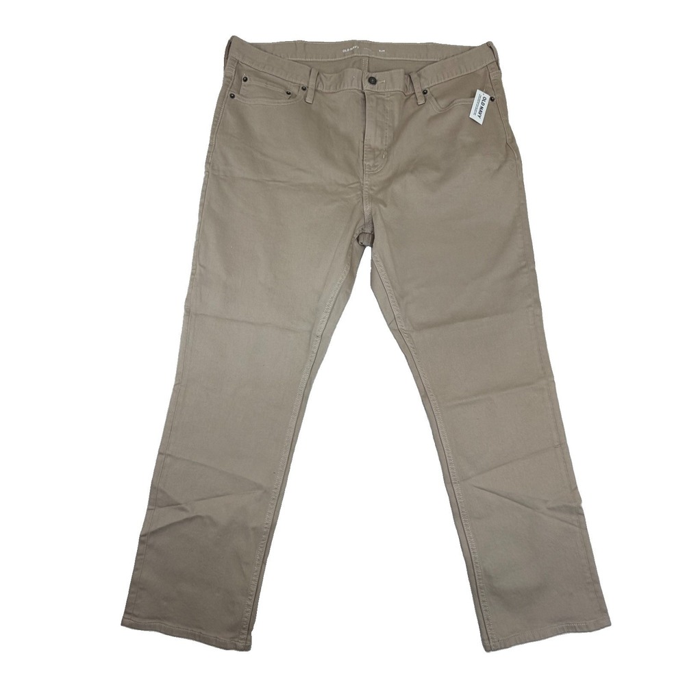 New OLD NAVY Men's Slim Fit Chino Pants Sz 40x30 Built in Flex Light Khaki NWT